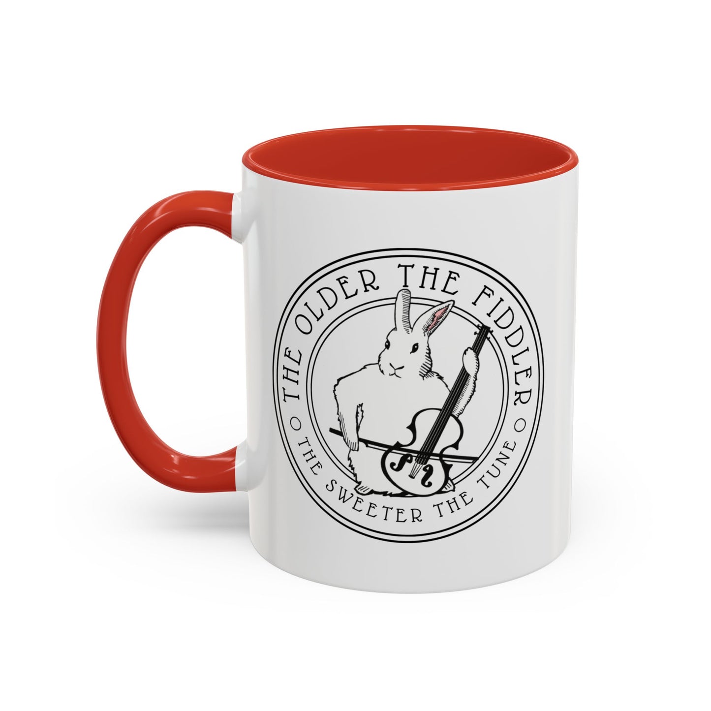 Funny Mug - 'The Older the Fiddler the Sweeter the Tune' Quote Whimsical Bunny Violin Player Whitty Saying for Birthday Gift