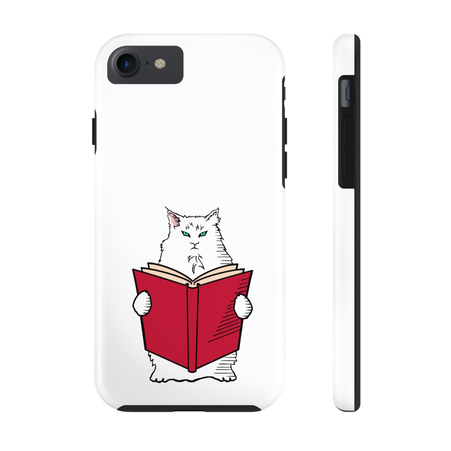 Book Lover Cat Tough Phone Case Literary Gift for Bookworm, Bookish Merch for Booktrovert, Book Lovers Gift, Cat Lover Gift, Curmudgeon Cat