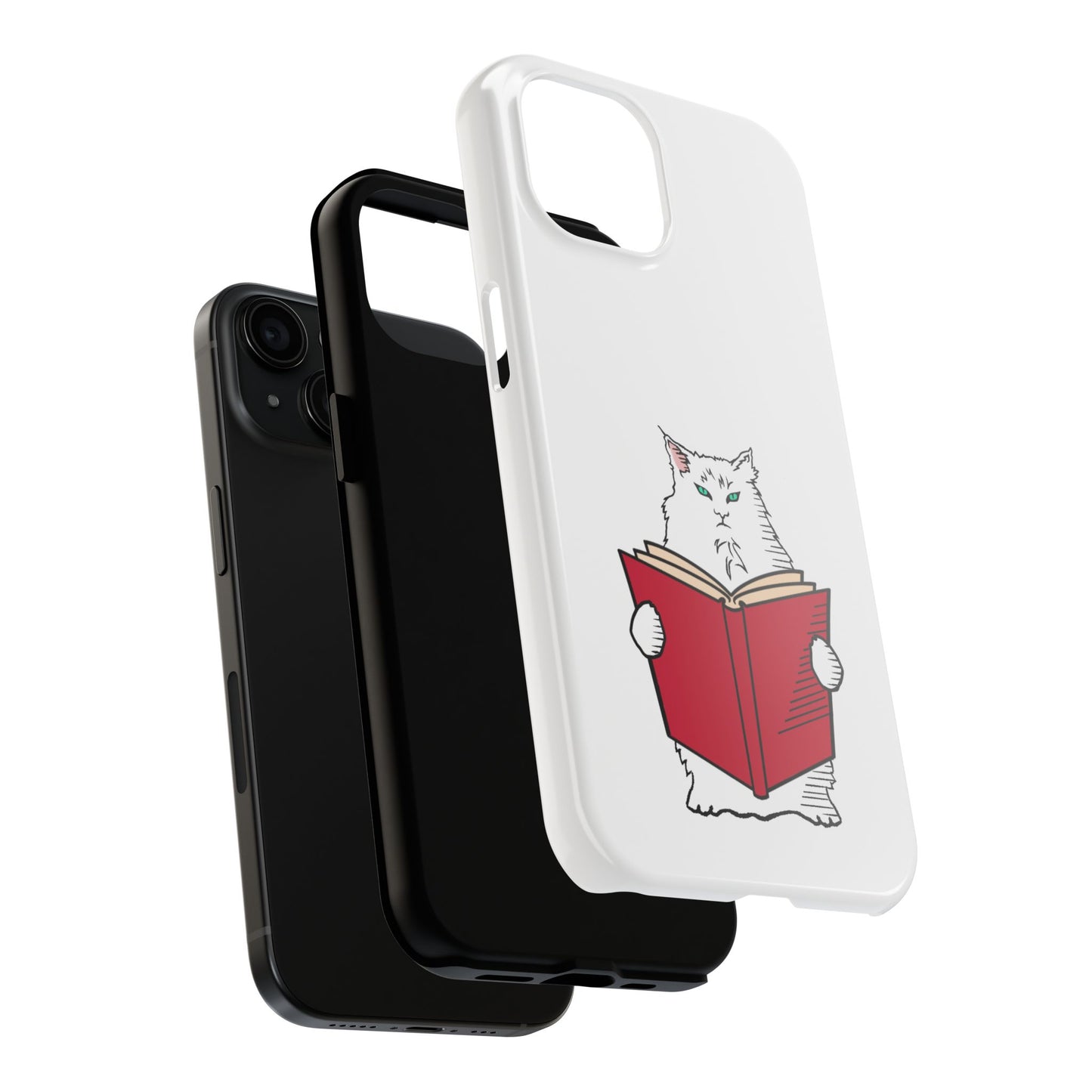 Book Lover Cat Tough Phone Case Literary Gift for Bookworm, Bookish Merch for Booktrovert, Book Lovers Gift, Cat Lover Gift, Curmudgeon Cat