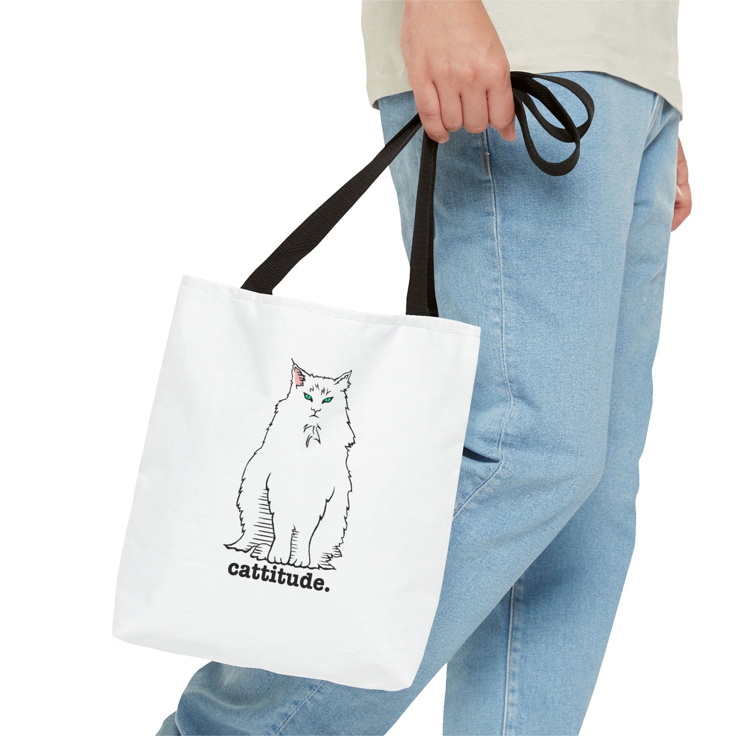 Grumpy Cat Tote Bag, Cat Lover Gift, Cartoon Curmudgeon Design, Funny Animal Print, Kitty Shoulder Bag, Grocery Bag, Purse Accessory