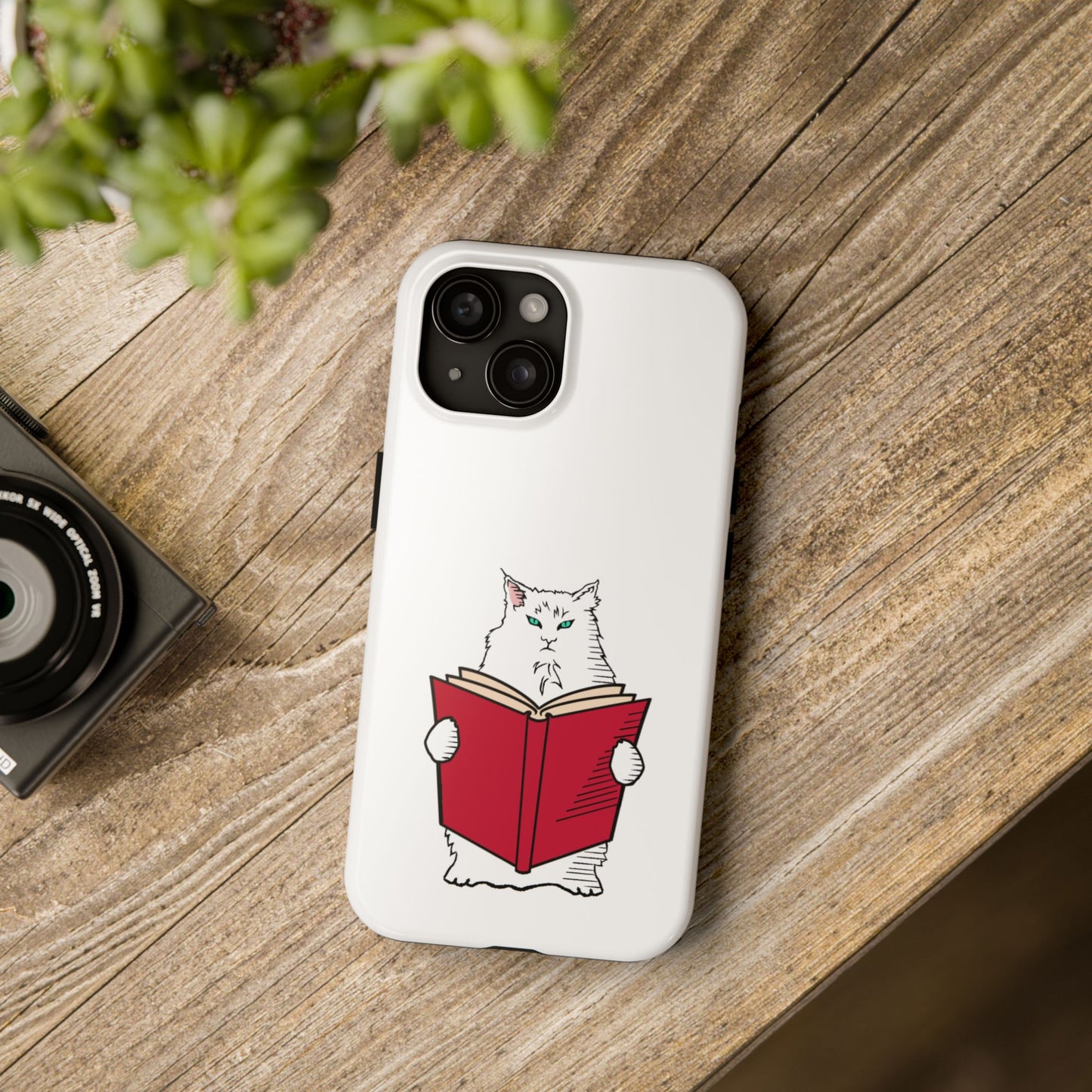 Book Lover Cat Tough Phone Case Literary Gift for Bookworm, Bookish Merch for Booktrovert, Book Lovers Gift, Cat Lover Gift, Curmudgeon Cat