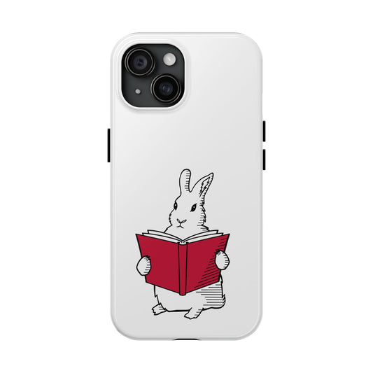 Book Lover Bunny Tough Phone Case Literary Gift for Bookworm, Bookish Merch for Booktrovert, Book Lovers Gift