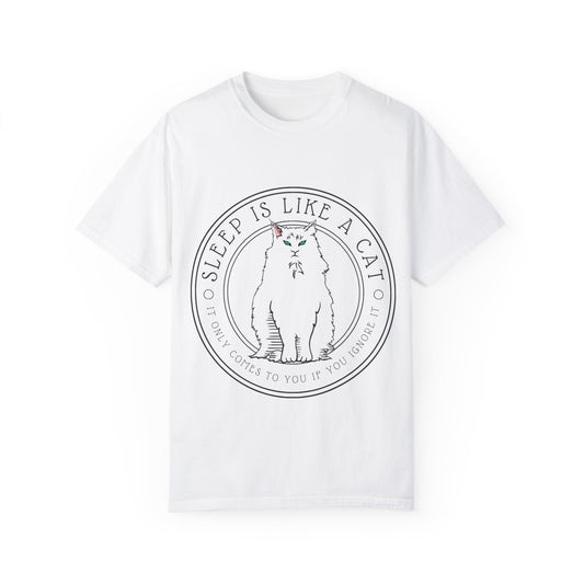 Cat Lover Literary T-shirt Bookish Merch Gift for Bookworm, "Sleep is like a Cat" Quote Gift for Cat Lovers, from Gone Girl by Gillian Flynn