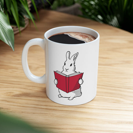 Book Lover Mug Judgmental Bunny Bookish Mug Literary Gift, Book Lovers Gift for Bookworm, Book Shelf Decor, Book Club Gift, Book Nook