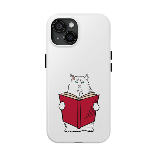 Book Lover Cat Tough Phone Case Literary Gift for Bookworm, Bookish Merch for Booktrovert, Book Lovers Gift, Cat Lover Gift, Curmudgeon Cat