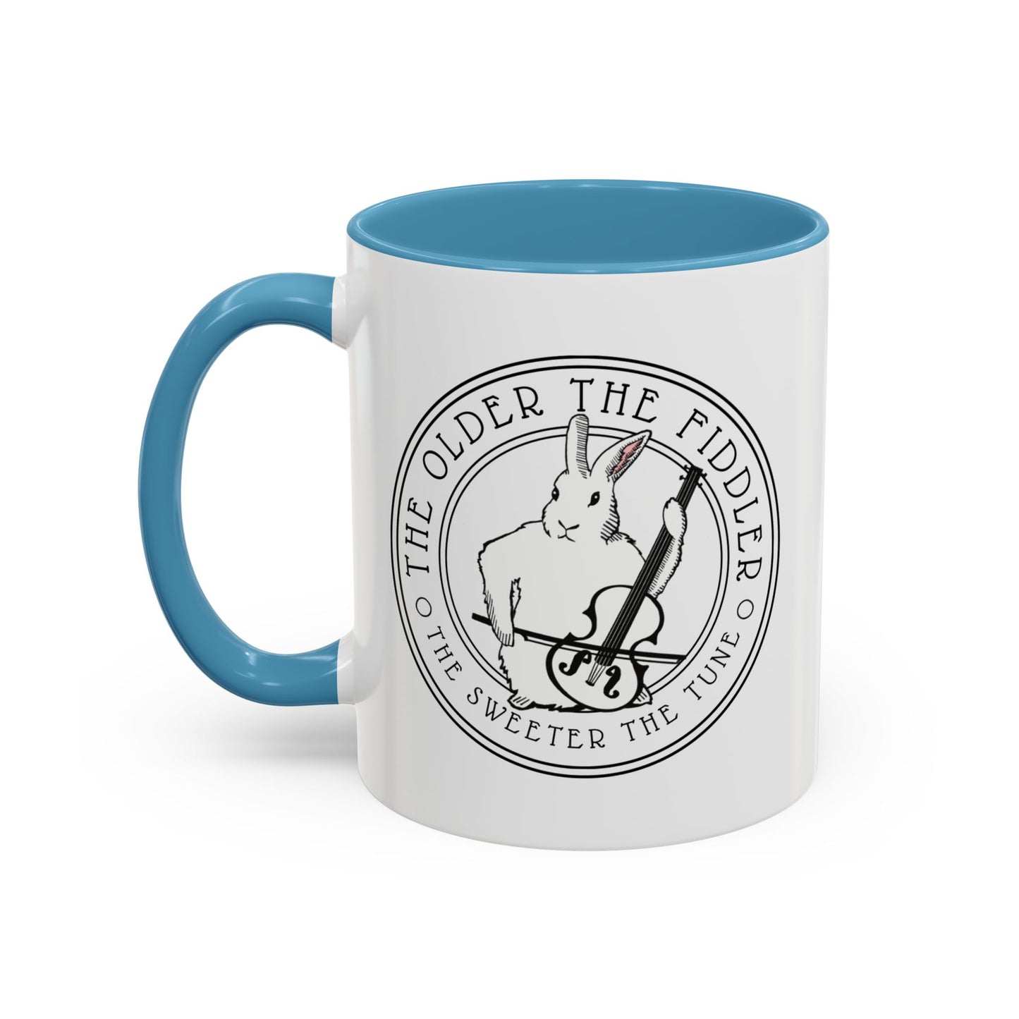 Funny Mug - 'The Older the Fiddler the Sweeter the Tune' Quote Whimsical Bunny Violin Player Whitty Saying for Birthday Gift