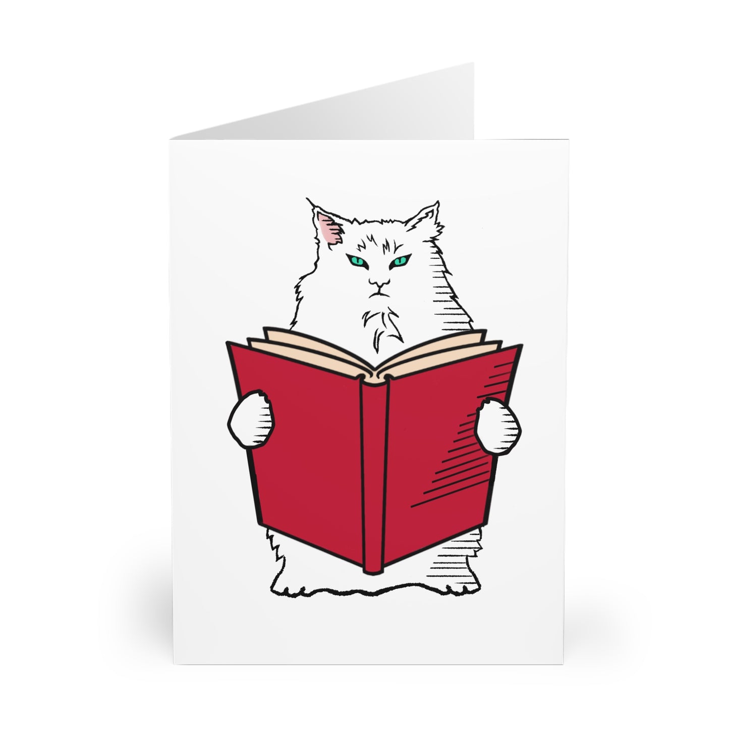 Book Lover Cat Greeting Cards 5 Pack Literary Gift for Booktrovert, Bookish Merch for Bookworm, Book Club Gift Book Shelf Decor, Cat Lover