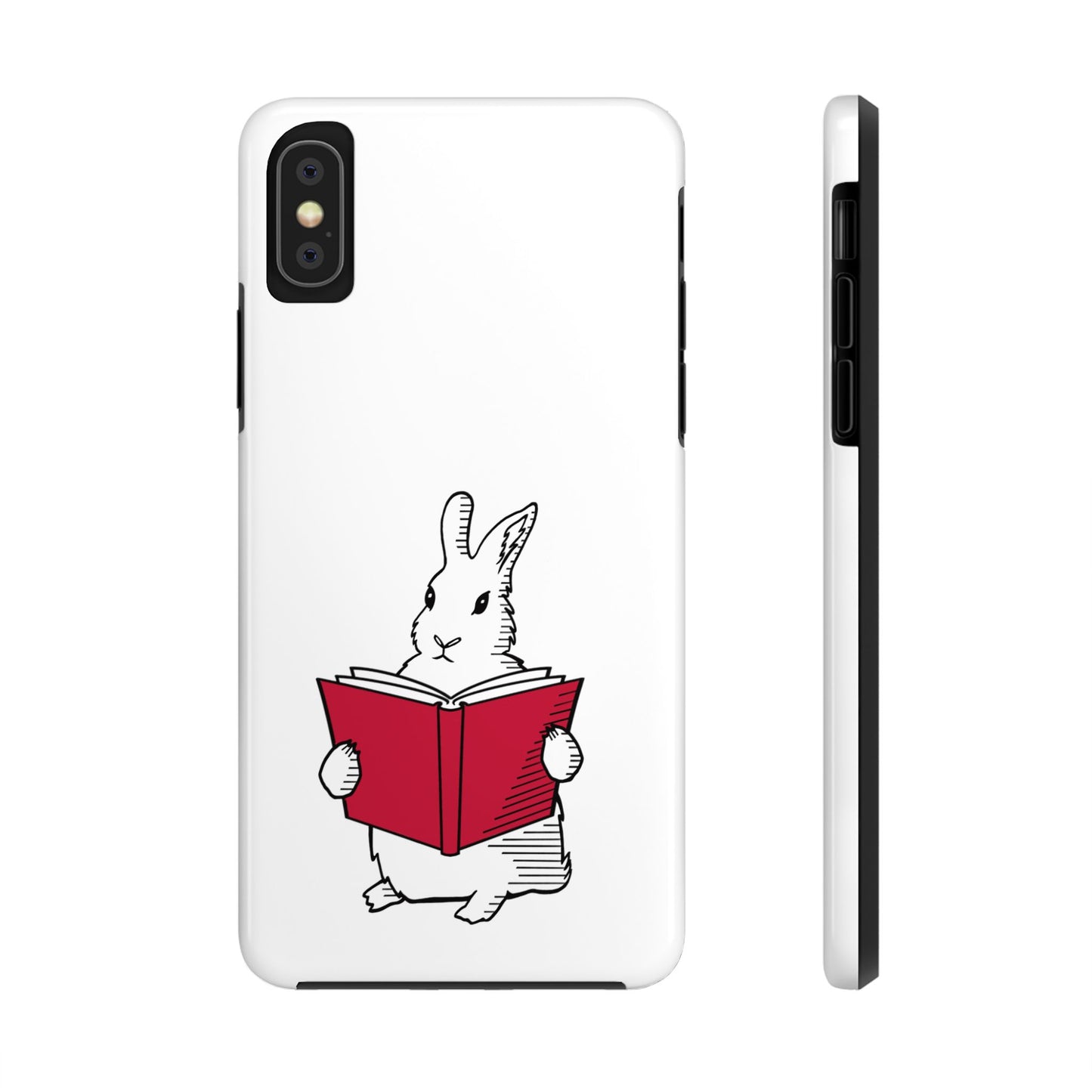 Book Lover Bunny Tough Phone Case Literary Gift for Bookworm, Bookish Merch for Booktrovert, Book Lovers Gift