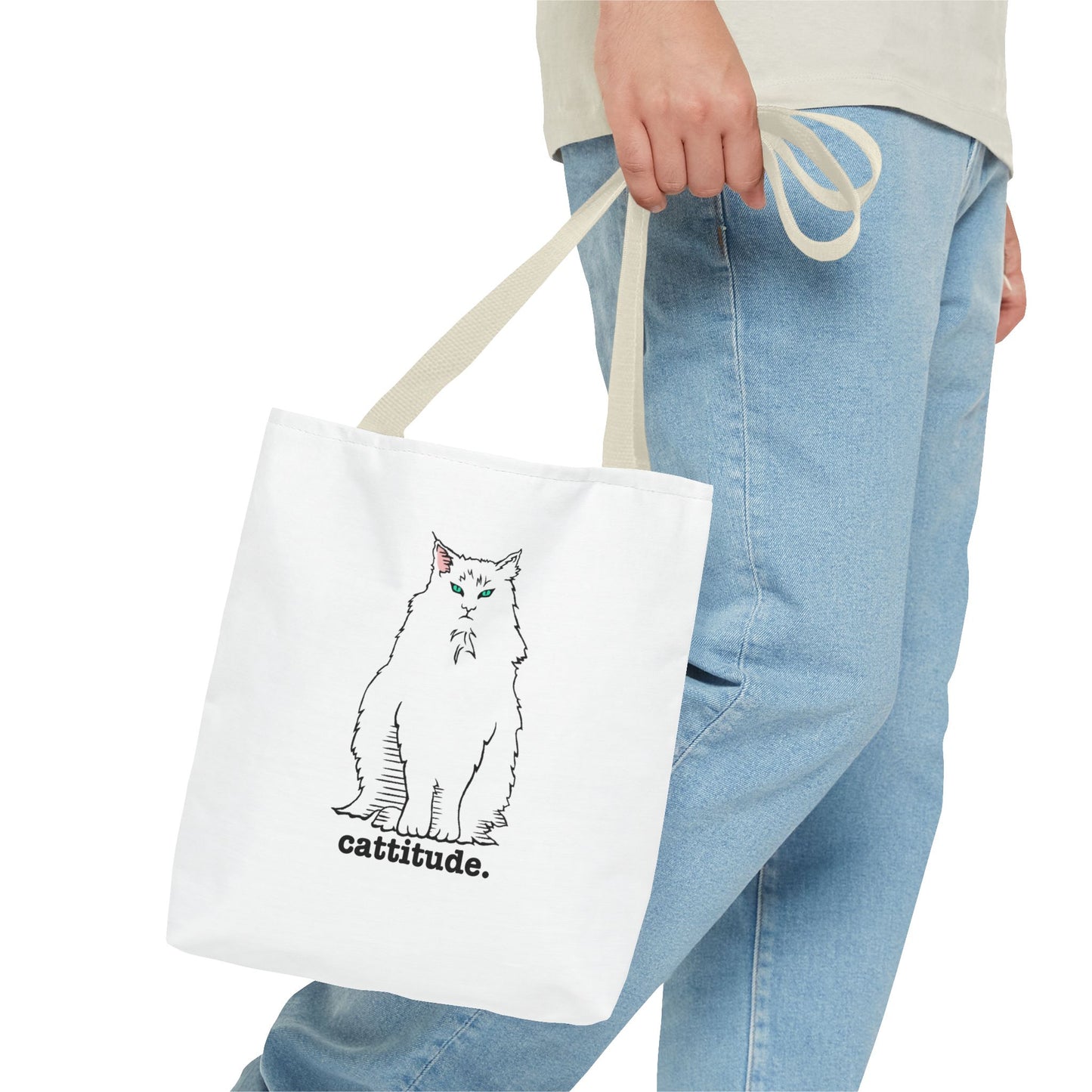 Grumpy Cat Tote Bag, Cat Lover Gift, Cartoon Curmudgeon Design, Funny Animal Print, Kitty Shoulder Bag, Grocery Bag, Purse Accessory