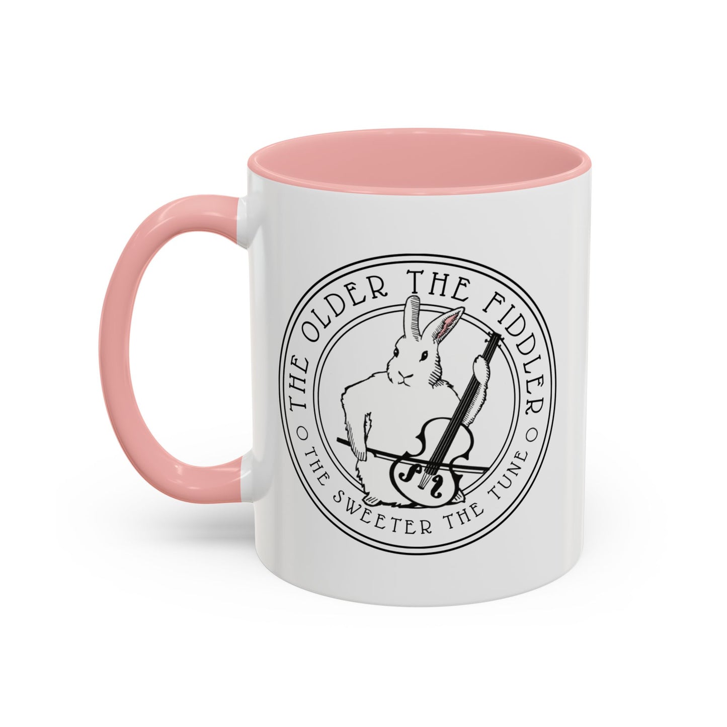 Funny Mug - 'The Older the Fiddler the Sweeter the Tune' Quote Whimsical Bunny Violin Player Whitty Saying for Birthday Gift